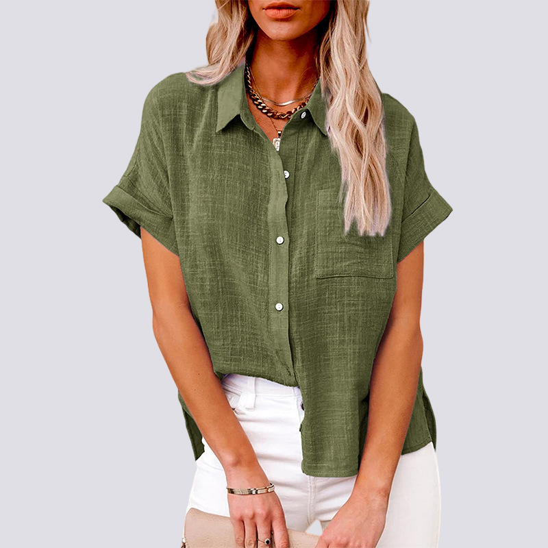Nicole | Women's Short Sleeve Blouse with Pockets, Casual