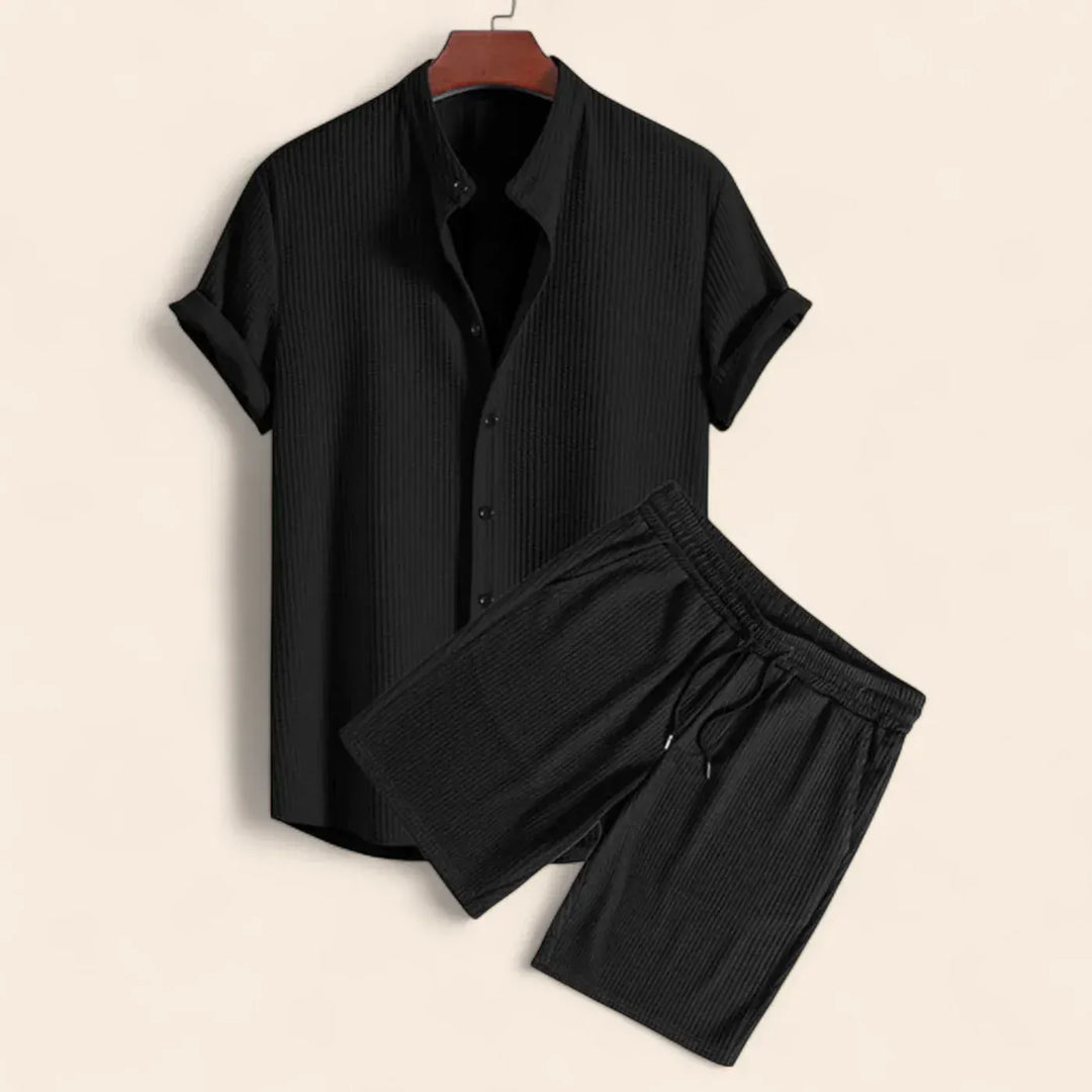 Men's Relaxed Fit Linen Top and Trousers Set - Casual