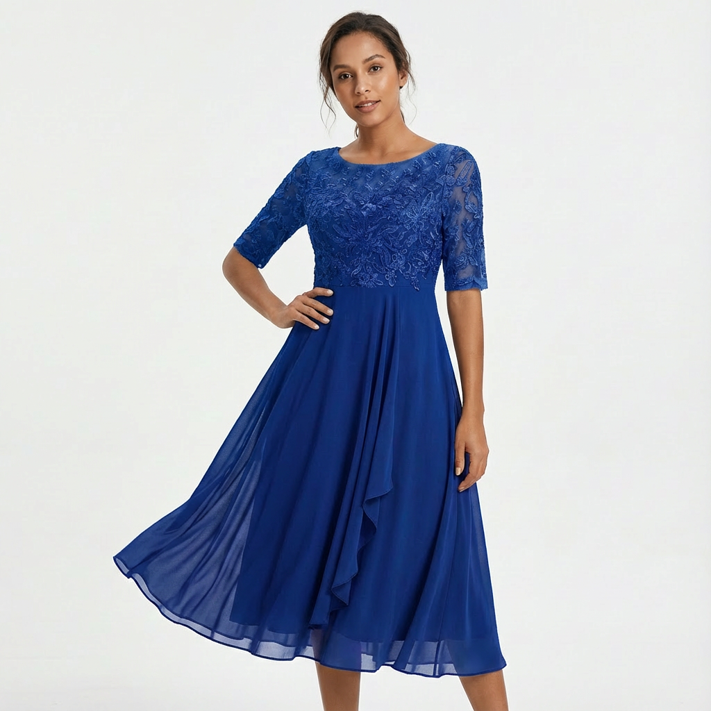 Sophia | Women's Lace Half Sleeve Midi Dress