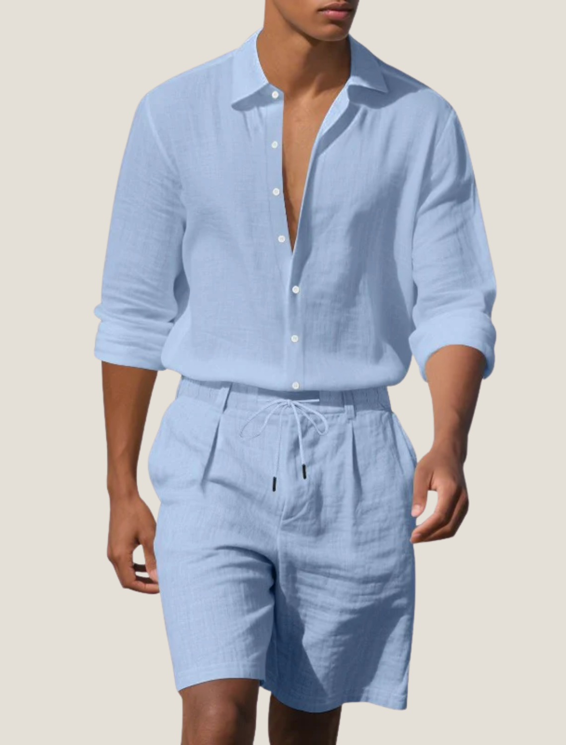 Men's Linen Shirt and Shorts Set - Summer Vacation