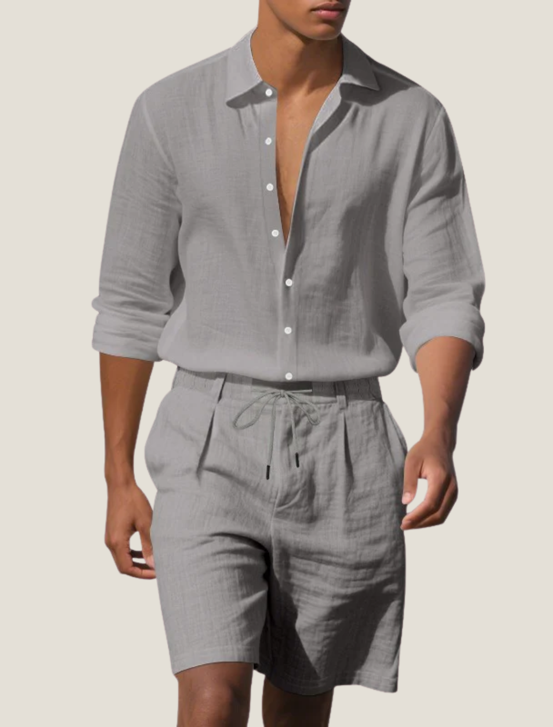 Men's Linen Shirt and Shorts Set - Summer Vacation