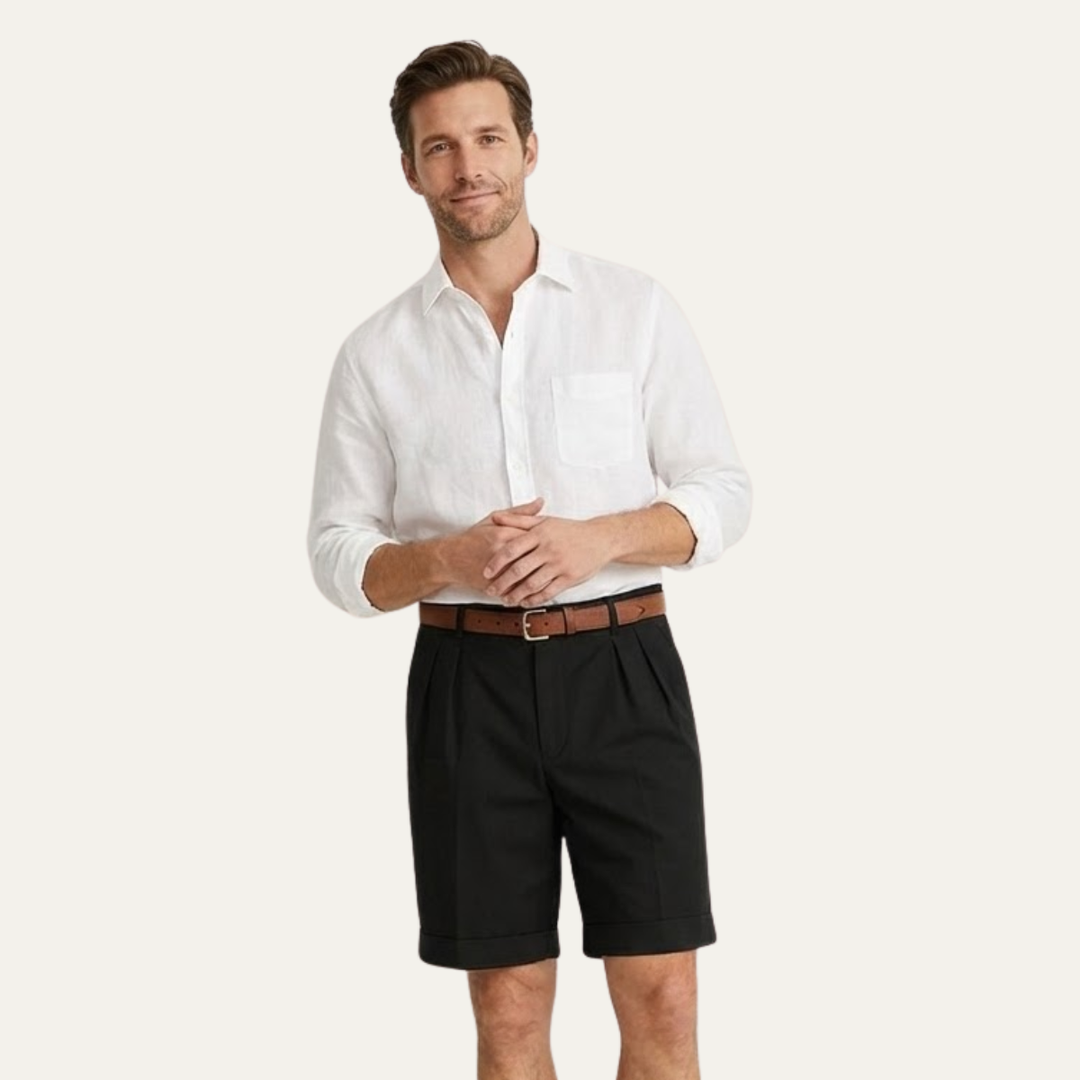 Men's Chino Shorts - Double Pleat - Summer Casual