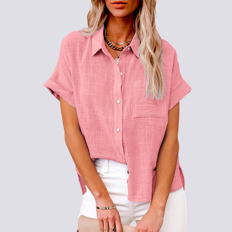 Nicole | Women's Short Sleeve Blouse with Pockets, Casual