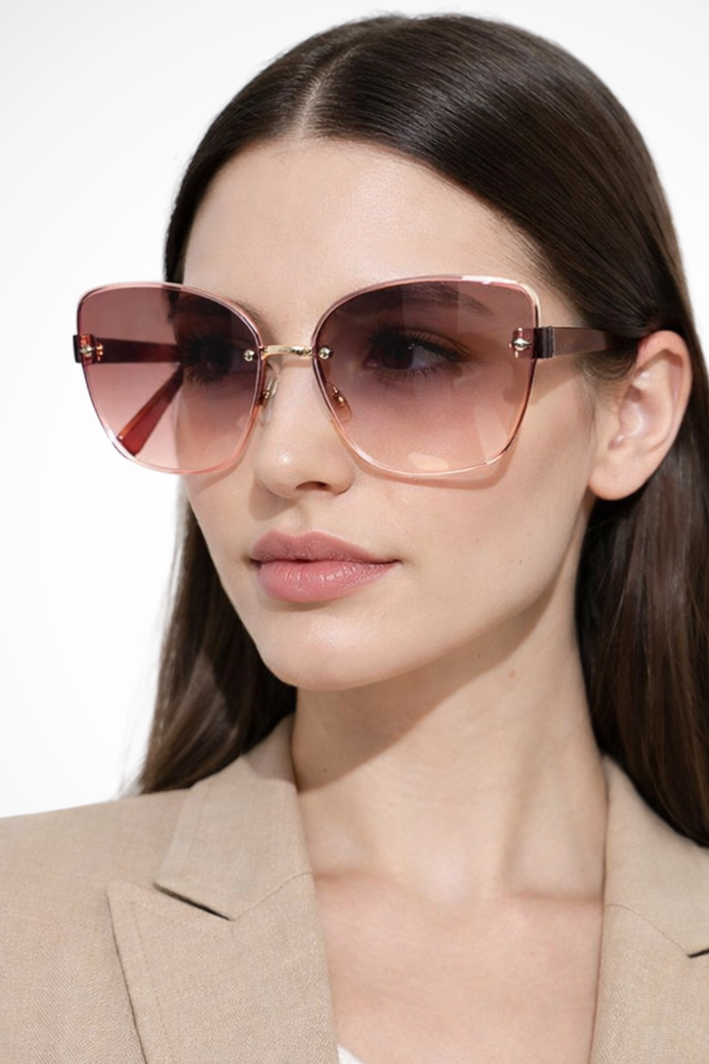 Women's Rimless Cat Eye Gradient Sunglasses - Summer Accessory