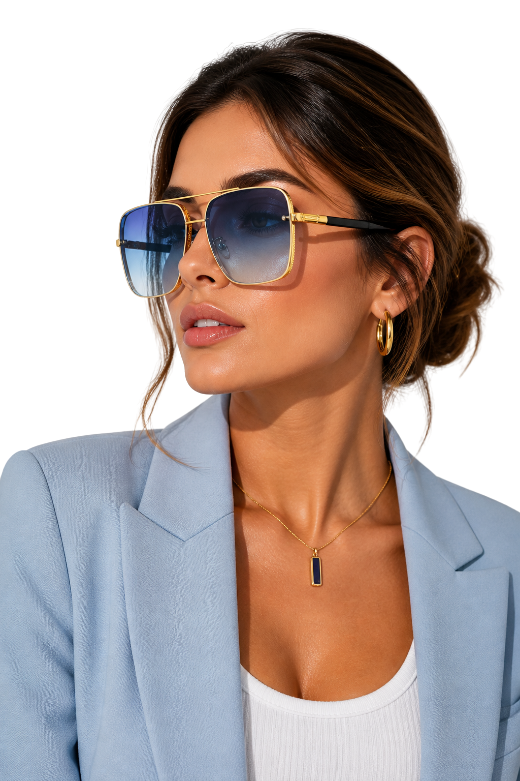 Men's Retro Gold Frame Aviator Sunglasses - UV400 Gradient Lens