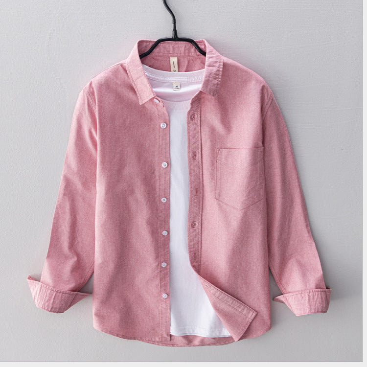 Men's Casual Breathable Cotton Oxford Shirt - Summer Outing