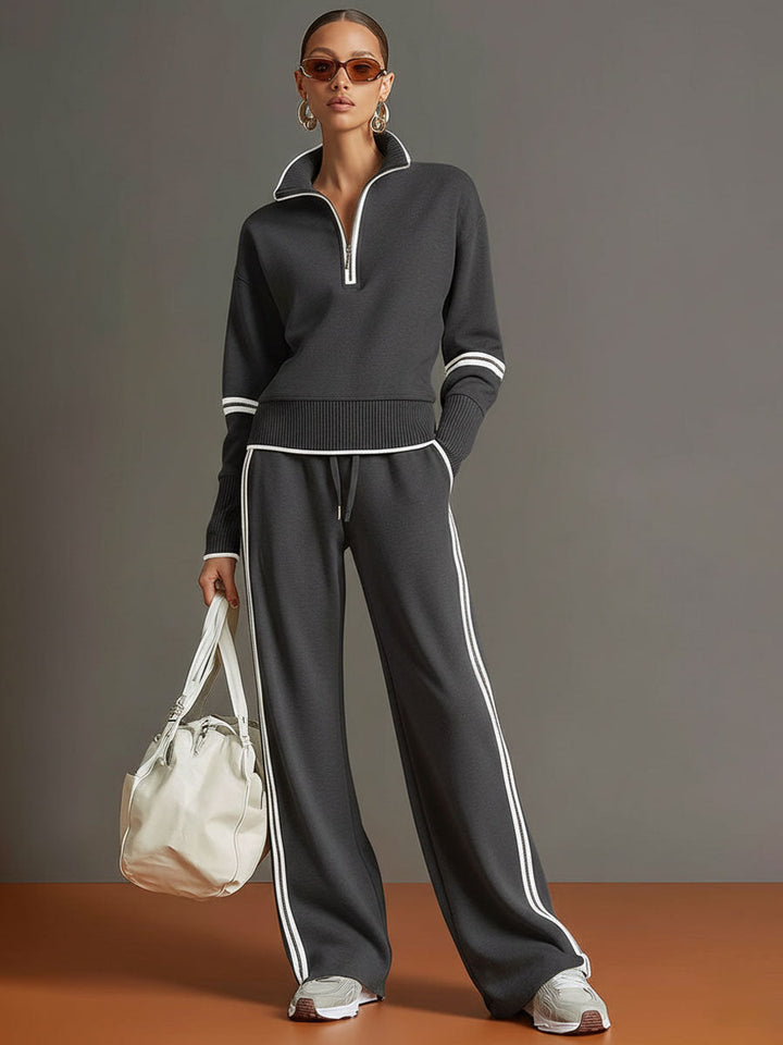 Sarah | Women's Half-Zip Blouse, Retro Sporty Style