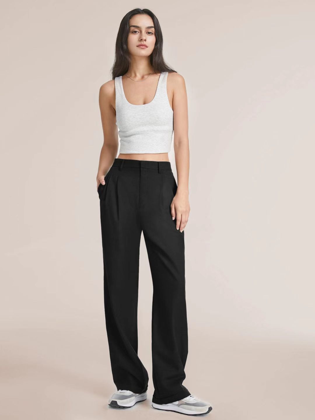 Emily | Women's High Waist Wide Leg Pants with Pockets