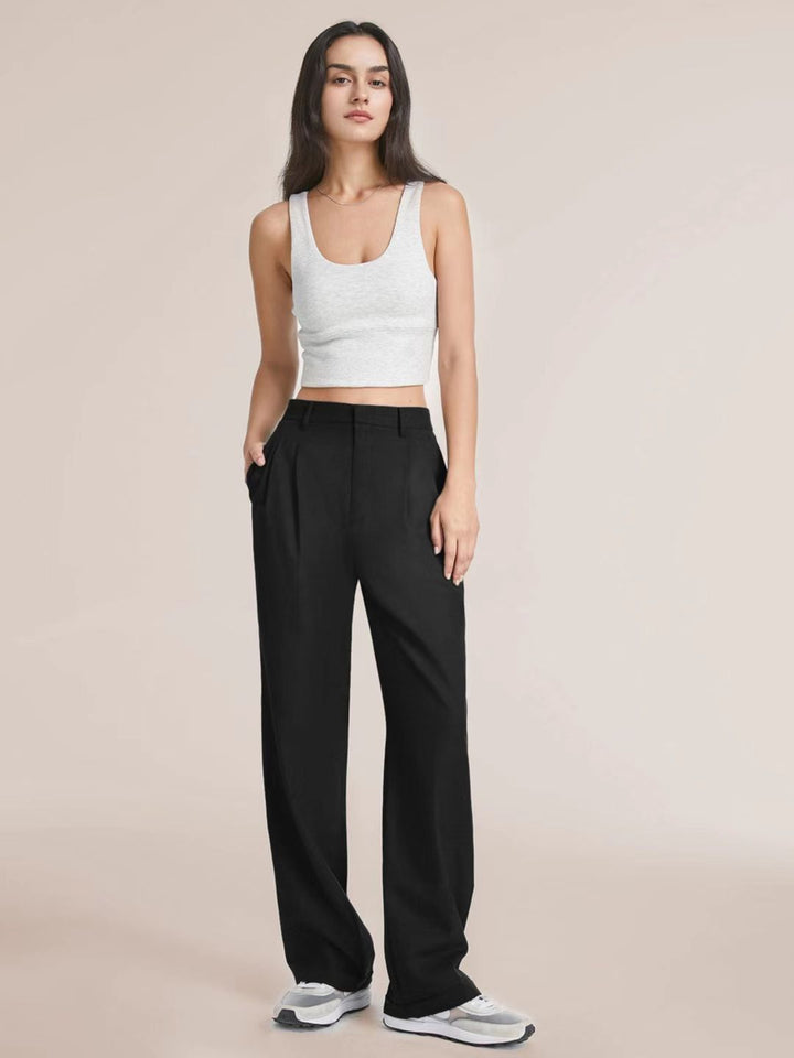 Emily | Women's High Waist Wide Leg Pants with Pockets