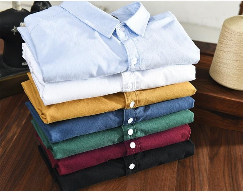 Men's Casual Breathable Cotton Oxford Shirt - Summer Outing