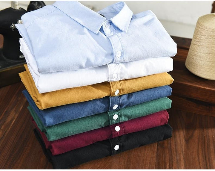 Men's Casual Breathable Cotton Oxford Shirt - Summer Outing