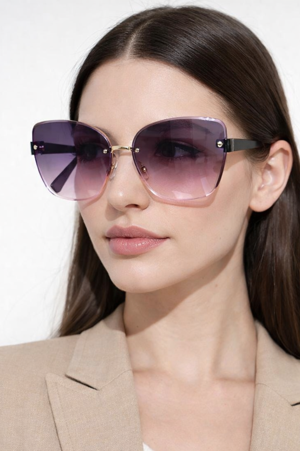 Women's Rimless Cat Eye Gradient Sunglasses - Summer Accessory