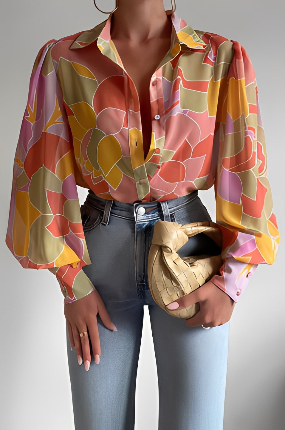 Carla | Women's Blouse with Lantern Sleeves, Casual