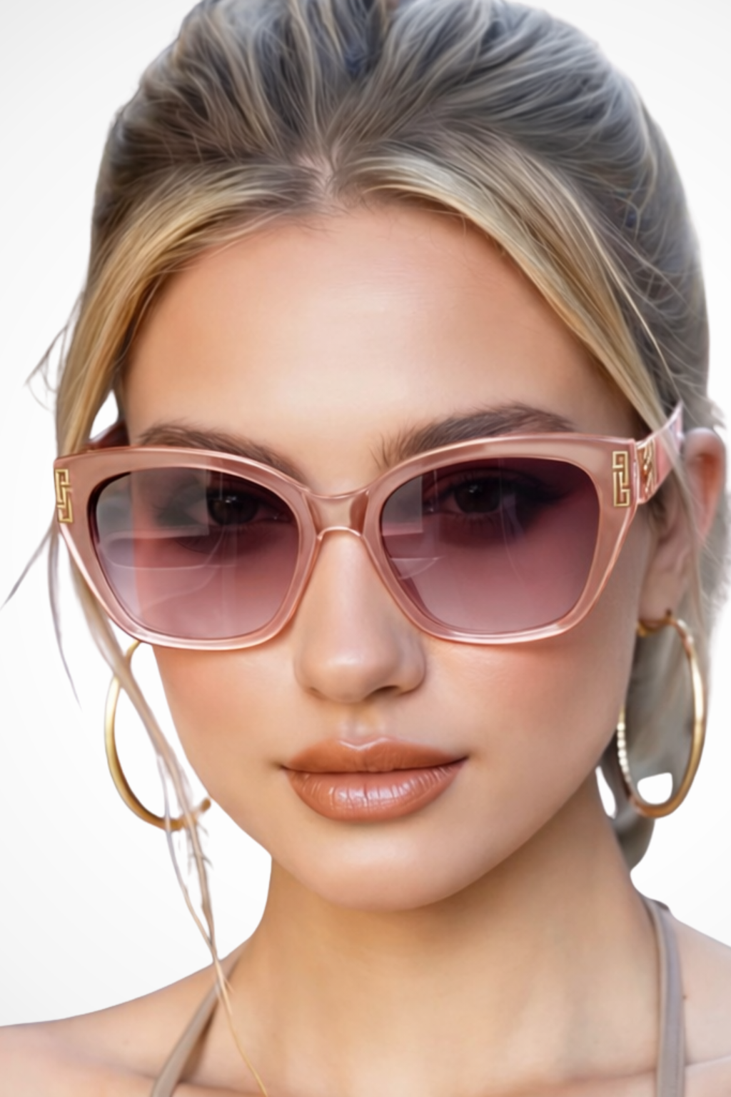 Women's Cat Eye Sunglasses with Gold Detail - Fashion Accessory