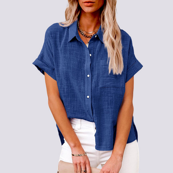 Nicole | Women's Short Sleeve Blouse with Pockets, Casual