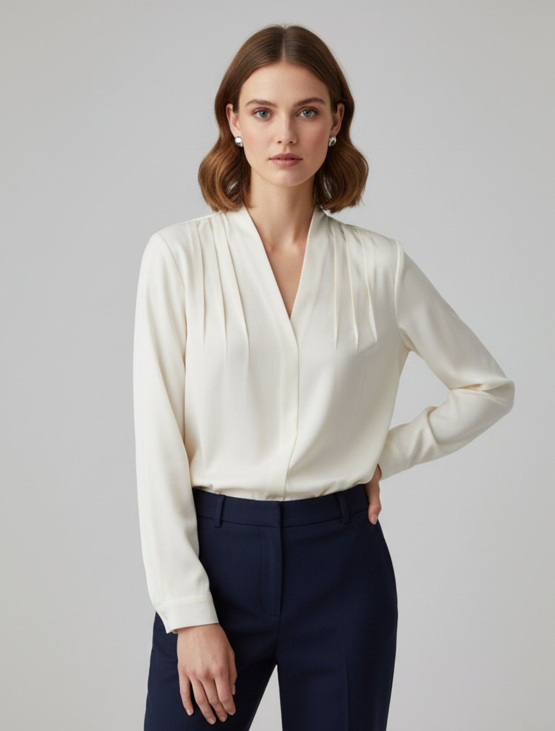 Women's Satin Puff Sleeve Blouse - Tailored Fit