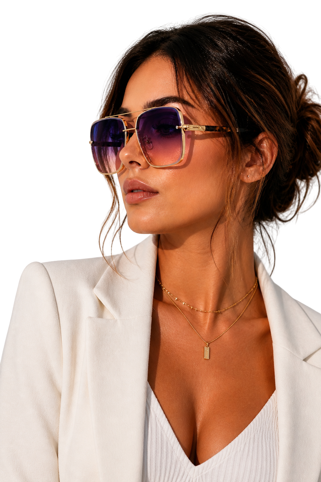 Men's Retro Gold Frame Aviator Sunglasses - UV400 Gradient Lens