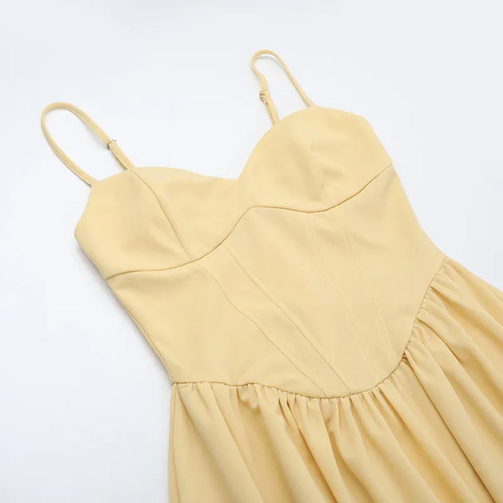 Women's A-Line Midi Dress - Structured Bodice with Side Pockets