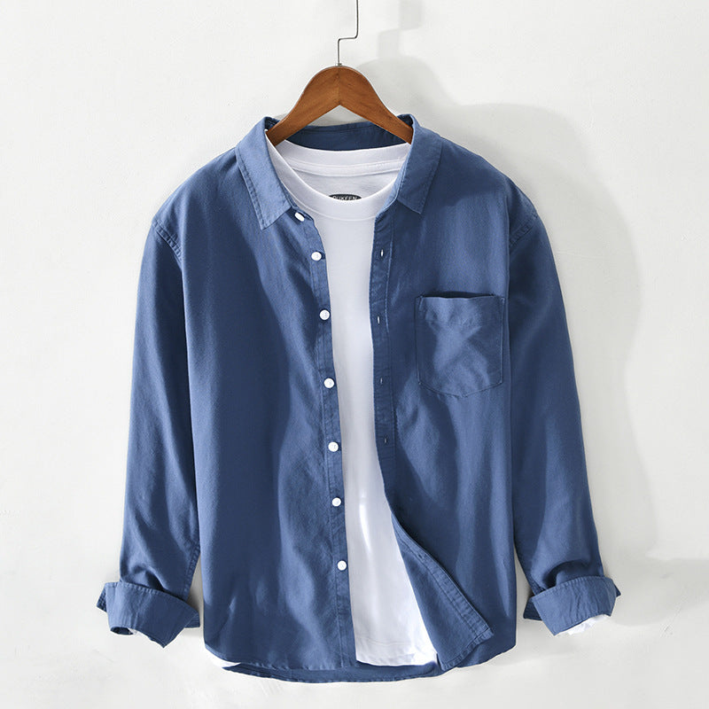 Men's Casual Breathable Cotton Oxford Shirt - Summer Outing