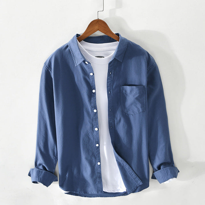 Men's Casual Breathable Cotton Oxford Shirt - Summer Outing