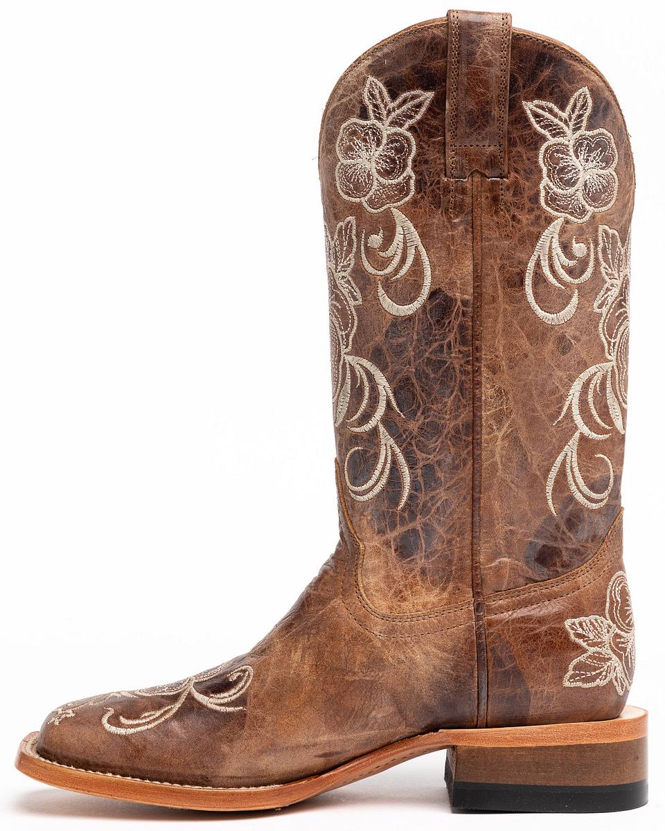 Women's Floral Embroidered Western Boots - Broad Square Toe