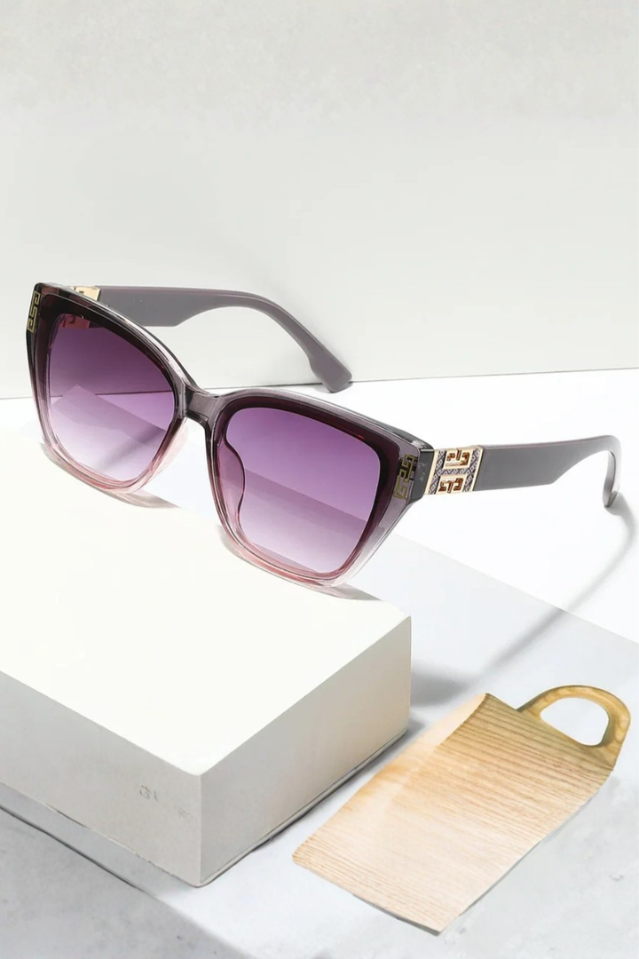 Women's Cat Eye Sunglasses with Gold Detail - Fashion Accessory