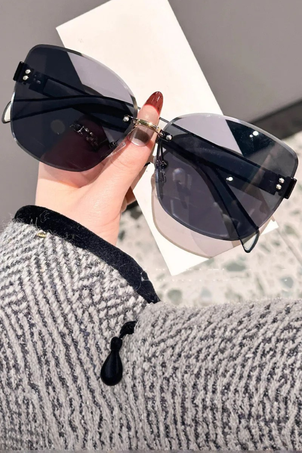 Women's Rimless Cat Eye Gradient Sunglasses - Summer Accessory