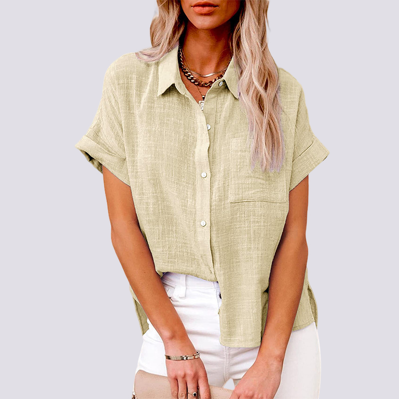 Nicole | Women's Short Sleeve Blouse with Pockets, Casual