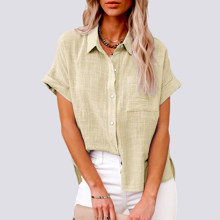 Nicole | Women's Short Sleeve Blouse with Pockets, Casual