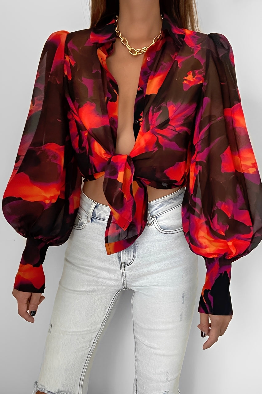 Carla | Women's Blouse with Lantern Sleeves, Casual