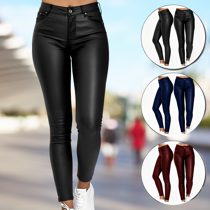 Emily | Women's Slim Fit Leather Pants, Casual