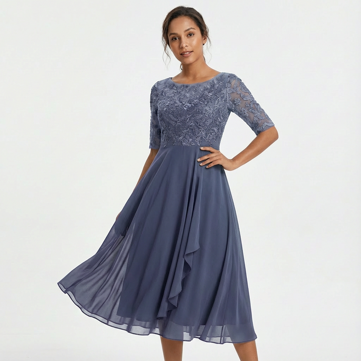 Sophia | Women's Lace Half Sleeve Midi Dress