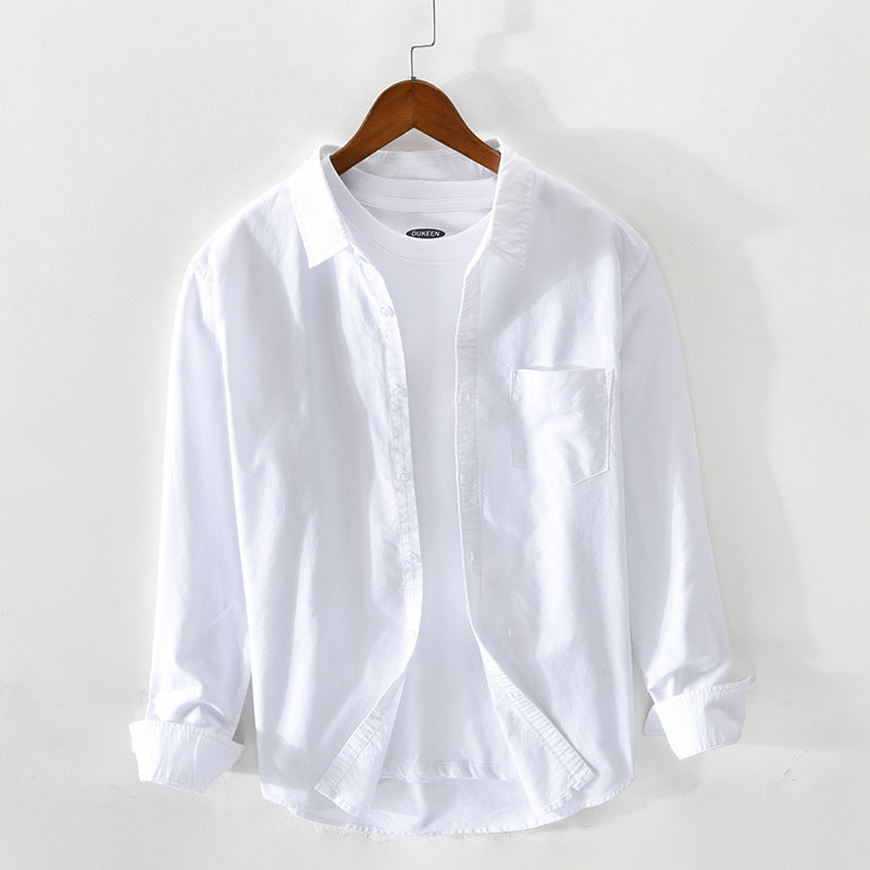 Men's Casual Breathable Cotton Oxford Shirt - Summer Outing