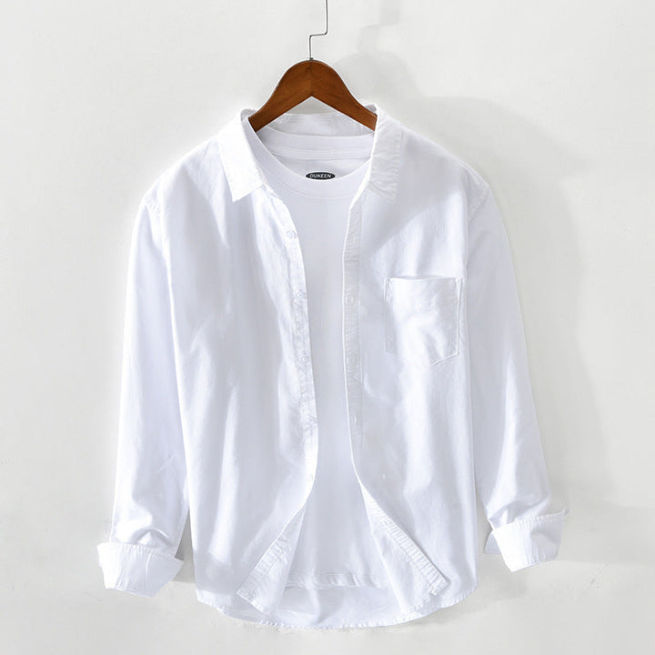 Men's Casual Breathable Cotton Oxford Shirt - Summer Outing