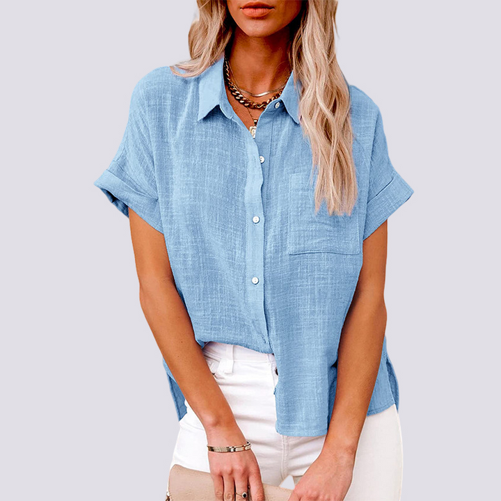 Nicole | Women's Short Sleeve Blouse with Pockets, Casual
