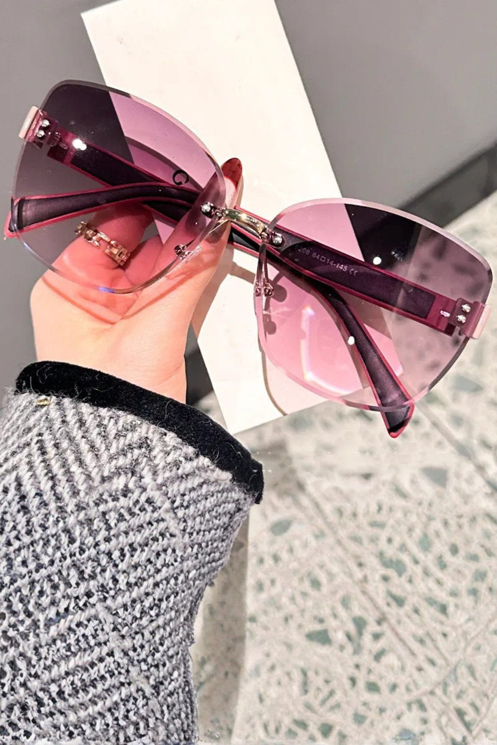 Women's Rimless Cat Eye Gradient Sunglasses - Summer Accessory