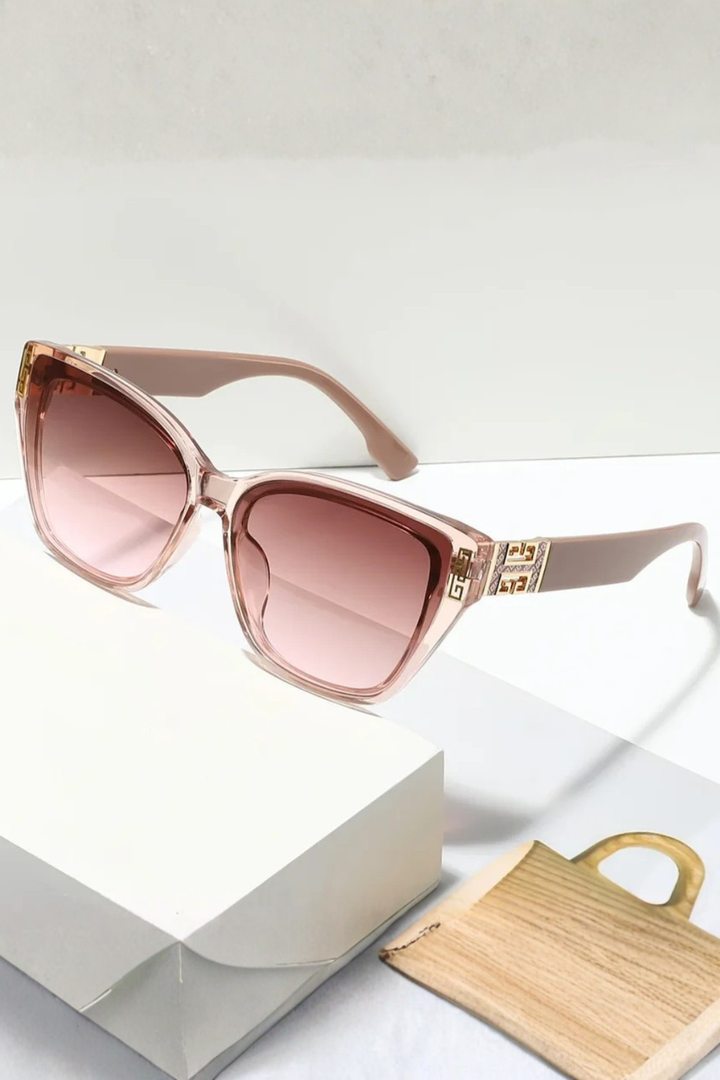 Women's Cat Eye Sunglasses with Gold Detail - Fashion Accessory