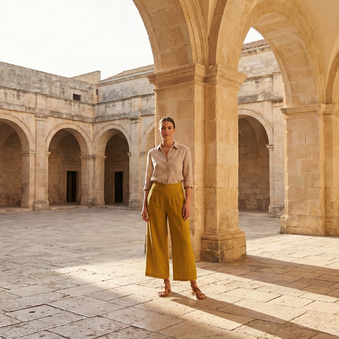 Women's Pleated Wide Leg Trousers - Summer Casual