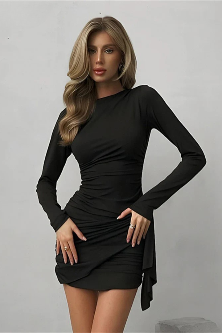 Women's Ruched Wrap Chiffon Mini Dress - Summer Wedding Guest