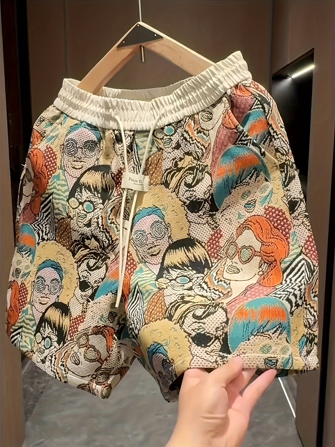 Men's Graphic Print Shorts - All-Over Comic - Summer Casual