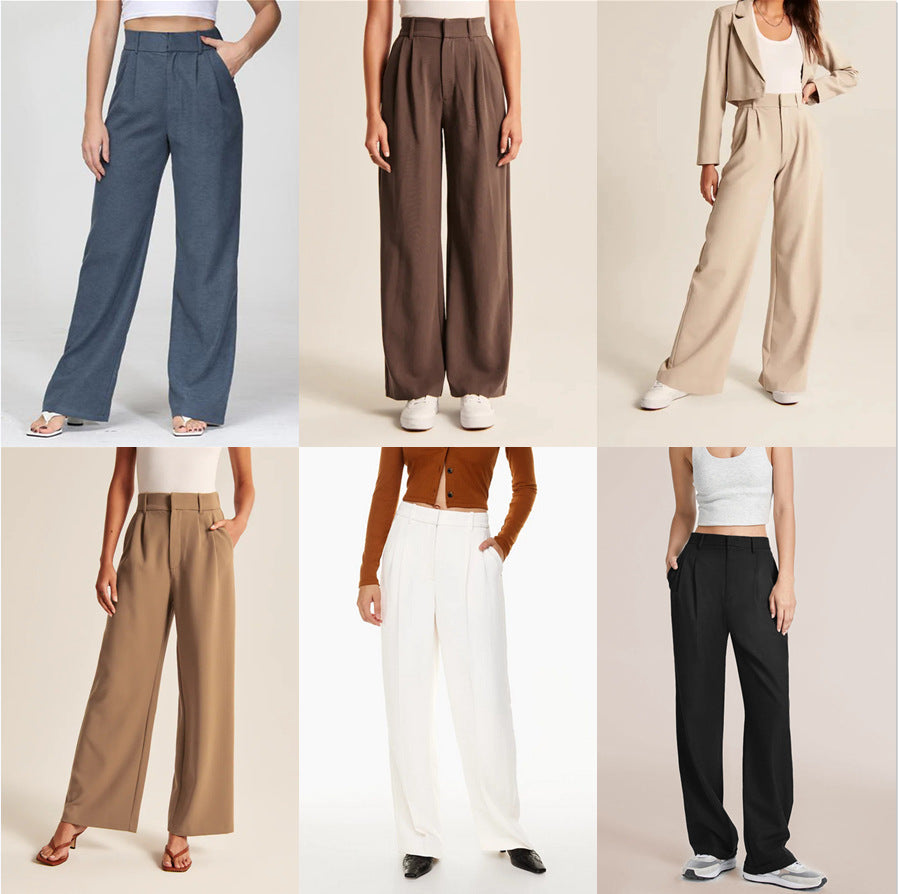 Emily | Women's High Waist Wide Leg Pants with Pockets