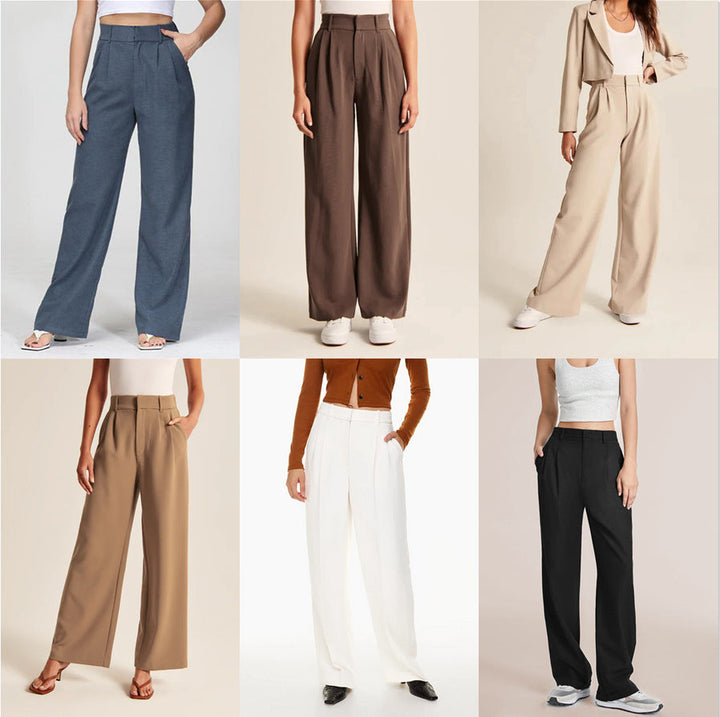 Emily | Women's High Waist Wide Leg Pants with Pockets
