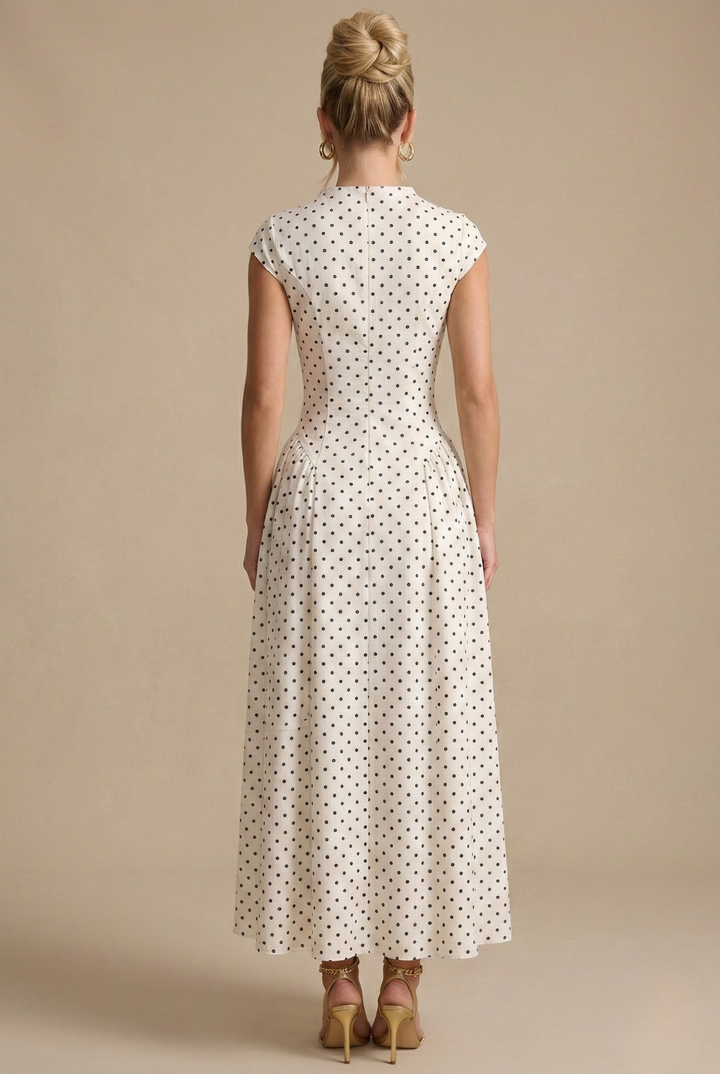 Women's Polka Dot Chiffon Maxi Dress - Summer Casual