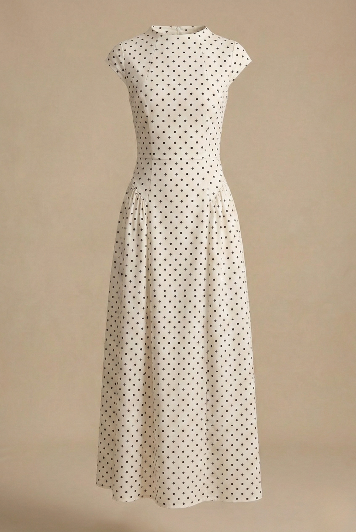 Women's Polka Dot Chiffon Maxi Dress - Summer Casual