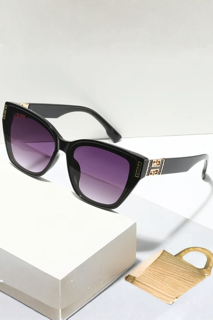 Women's Cat Eye Sunglasses with Gold Detail - Fashion Accessory