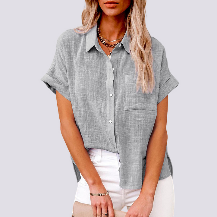 Nicole | Women's Short Sleeve Blouse with Pockets, Casual