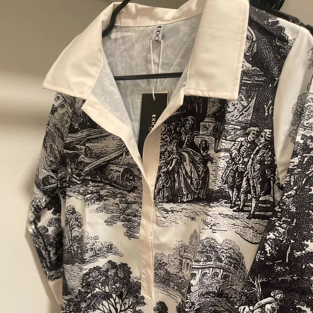 Emily | Women's Cotton Vintage Print Mini Dress