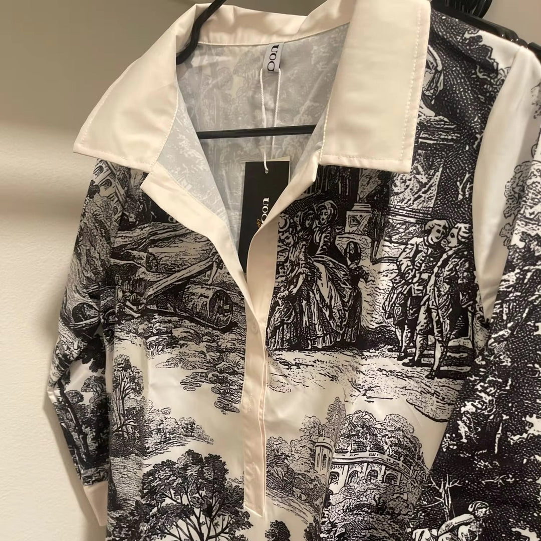 Emily | Women's Cotton Vintage Print Mini Dress