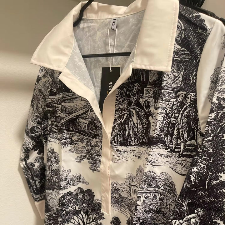 Emily | Women's Cotton Vintage Print Mini Dress