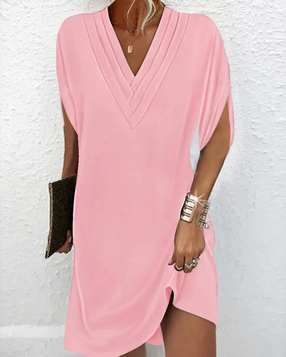 Selene | Women's Soft V-Neck Midi Dress, Casual
